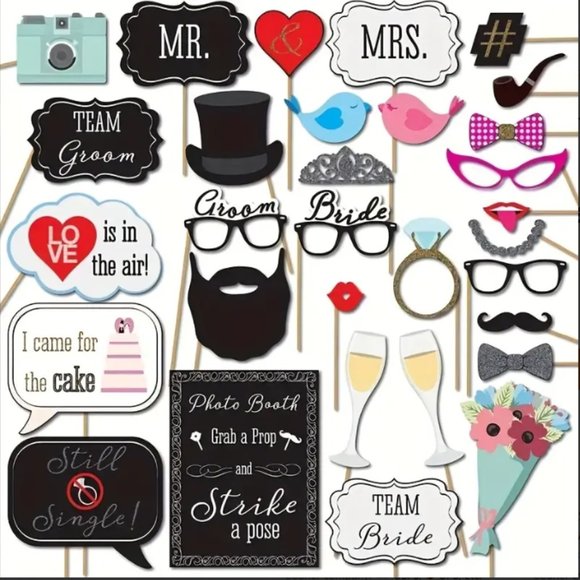 B182-NEW 31pcs Photo Booth Wedding Props - Picture 1 of 3